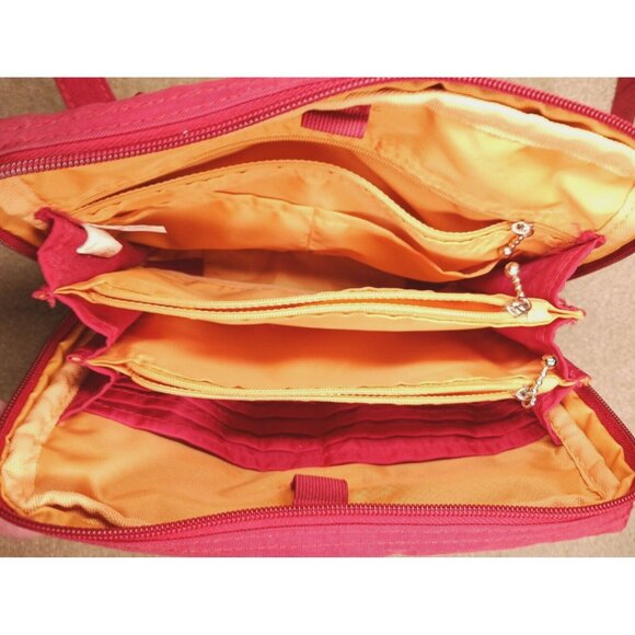 Baggallini Red Nylon Crossbody Travel Bag Purse Adjustable Strap Compartments - Picture 6 of 7